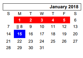 District School Academic Calendar for Canyon H S for January 2018