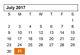 District School Academic Calendar for Greenways Intermediate School for July 2017