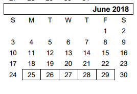District School Academic Calendar for Greenways Intermediate School for June 2018