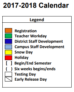 District School Academic Calendar Legend for Gene Howe Elementary