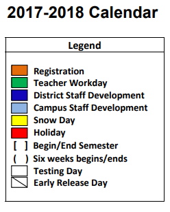 District School Academic Calendar Legend for Lakeview Elementary