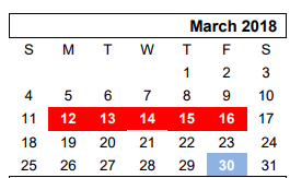 District School Academic Calendar for Canyon H S for March 2018