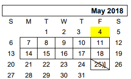 District School Academic Calendar for Greenways Intermediate School for May 2018