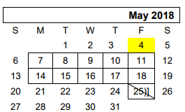 District School Academic Calendar for Youth Ctr Of High Plains for May 2018