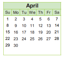 District School Academic Calendar for Long Middle School for April 2018