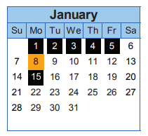 District School Academic Calendar for Kelly Pre-kindergarten Center for January 2018