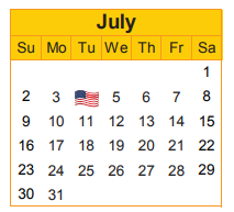 District School Academic Calendar for Salazar Alternative Education Prog for July 2017