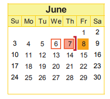 District School Academic Calendar for Bush Middle School for June 2018