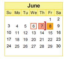 District School Academic Calendar for Salazar Alternative Education Prog for June 2018
