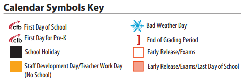 District School Academic Calendar Legend for Rosemeade Elementary