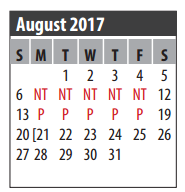 District School Academic Calendar for Brookwood Elementary for August 2017