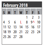 District School Academic Calendar for Art And Pat Goforth Elementary Sch for February 2018