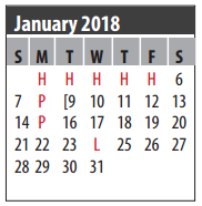 District School Academic Calendar for Armand Bayou Elementary for January 2018