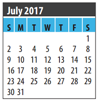 District School Academic Calendar for John F Ward Elementary for July 2017