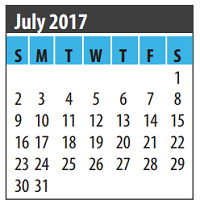 District School Academic Calendar for Walter Hall Elementary for July 2017