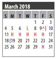 District School Academic Calendar for Victory Lakes Intermediate for March 2018