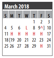 District School Academic Calendar for Space Center Intermediate for March 2018