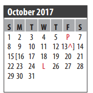 District School Academic Calendar for John F Ward Elementary for October 2017