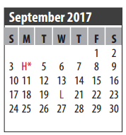District School Academic Calendar for James H Ross Elementary for September 2017