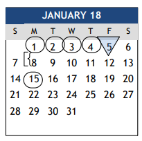 District School Academic Calendar for Center For Alternative Learning for January 2018