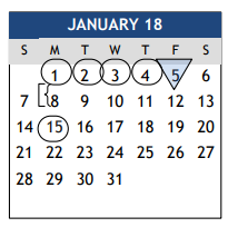 District School Academic Calendar for Forest Ridge for January 2018