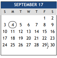 District School Academic Calendar for College Station Jjaep for September 2017