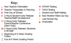 District School Academic Calendar Legend for Spring Branch Middle