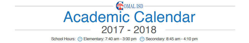 District School Academic Calendar for Comal Elementary School