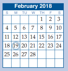 District School Academic Calendar for Cryar Intermediate for February 2018