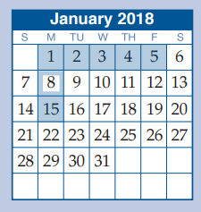 District School Academic Calendar for Cryar Intermediate for January 2018