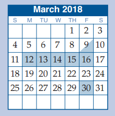 District School Academic Calendar for Flex 11 for March 2018