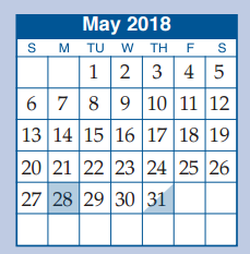District School Academic Calendar for Cryar Intermediate for May 2018