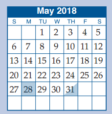 District School Academic Calendar for Runyan Elementary for May 2018