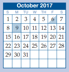 District School Academic Calendar for Cryar Intermediate for October 2017