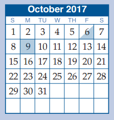 District School Academic Calendar for Giesinger Elementary for October 2017