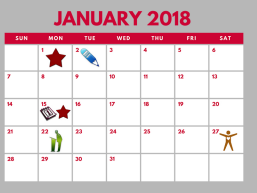 District School Academic Calendar for Lee Elementary School for January 2018