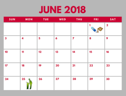 District School Academic Calendar for P A S S Learning Ctr for June 2018