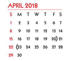 District School Academic Calendar for Casa Linda Elementary School for April 2018