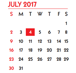 District School Academic Calendar for Lamar Elementary School for July 2017