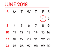 District School Academic Calendar for Student Learning And Guidance Cent for June 2018