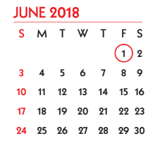 District School Academic Calendar for Dawson Elementary for June 2018