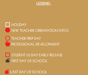 District School Academic Calendar Legend for Student Learning And Guidance Cent