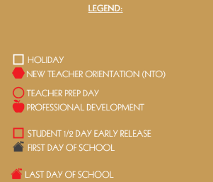 District School Academic Calendar Legend for Menger Elementary School