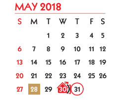 District School Academic Calendar for Chula Vista Fine Arts for May 2018