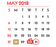 District School Academic Calendar for Student Learning And Guidance Cent for May 2018