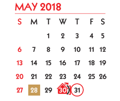 District School Academic Calendar for Mary Grett School for May 2018