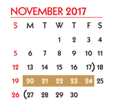 District School Academic Calendar for Lexington Elementary School for November 2017