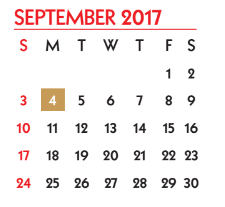 District School Academic Calendar for South Park Middle for September 2017