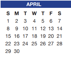 District School Academic Calendar for Crowley High School for April 2018