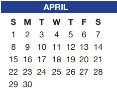 District School Academic Calendar for Deer Creek Elementary for April 2018